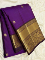 Load image into Gallery viewer, Classic Purple Vadamalli &amp; Coffee Brown 2gm Zari Vintage Elegance Kanchipuram Handloom Silk Saree SS27889
