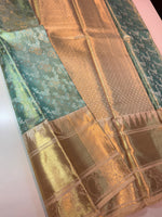 Load image into Gallery viewer, Classic Sea Green &amp; Golden Beige Kanchipuram Handloom Silk Saree SS25858
