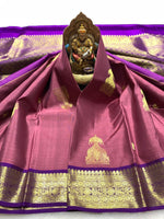 Load image into Gallery viewer, Classic Dusky Rose &amp; Vadamalli 2gm Zari Kanchipuram Handloom Silk Saree SS25988
