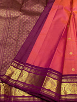 Load image into Gallery viewer, Classic Pinkish Orange &amp; Plum 2gm Zari Vaira Oosi Elegance Kanchipuram Handloom Silk Saree SS25326
