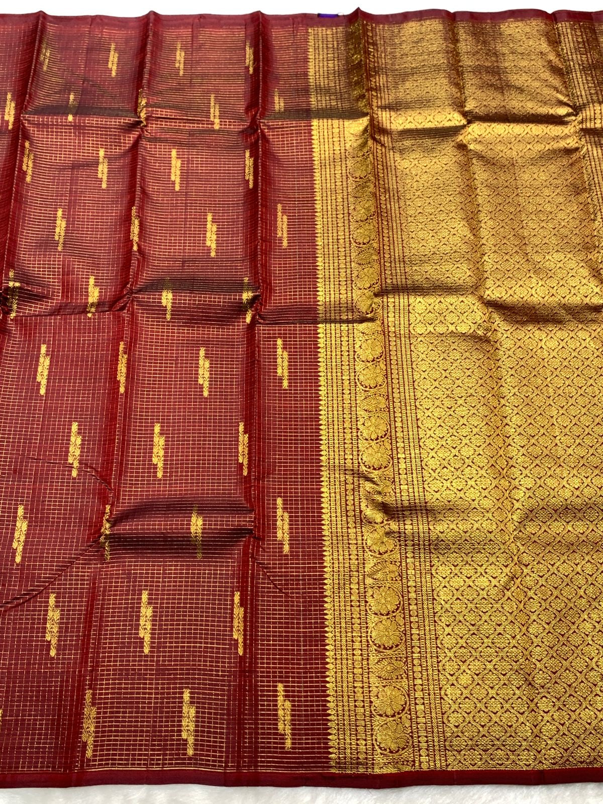 Classic Brick Red 2gm Zari Kanchipuram Handloom Silk Saree SS25974