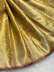 Classic Shimmer Gold 2gm Zari Bridal Elegance Kanchipuram Handloom Silk Saree SS25448