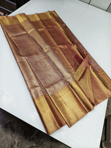 Classic Antique Nude Skin Rose 2gm Zari Tissue Brocade Elegance Kanchipuram Handloom Silk Saree SS24245