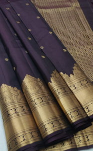 Classic Aubergine Elegance Handloom Soft Silk Saree SS26492