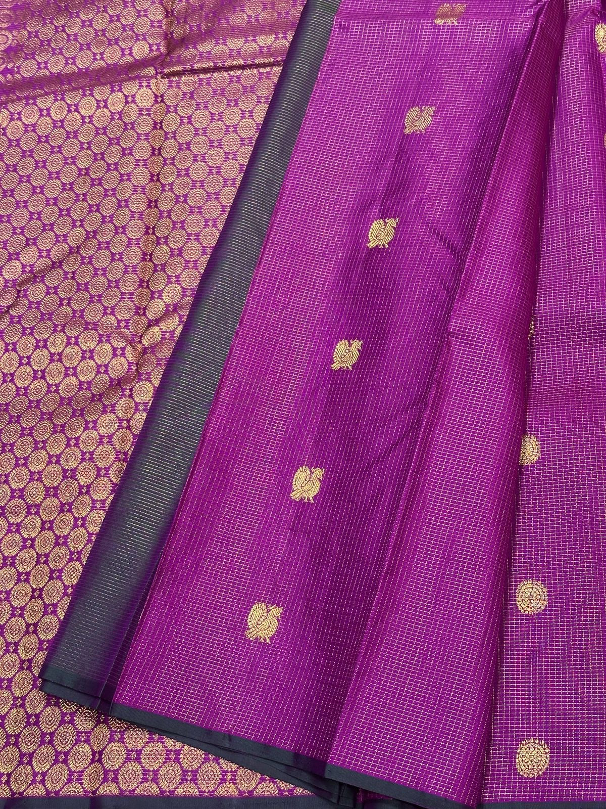 Classic Onion Pink 2gm Zari Vaira Oosi Kanchipuram Handloom Silk Saree SS26042