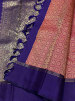 Load image into Gallery viewer, Classic Nude Pink &amp; Navy Blue 2gm Zari Elegance Kanchipuram Handloom Silk Saree SS24687
