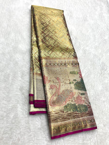 Classic Gold 2gm Zari Bridal Elegance Kanchipuram Handloom Silk Saree SS25366