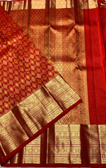 Load image into Gallery viewer, Classic Brick Orange Red 2gm Zari Bridal Elegance Kanchipuram Handloom Silk Saree SS22874
