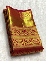 Load image into Gallery viewer, Classic Brick Red 2gm Zari Bridal Elegance Kanchipuram Handloom Silk Saree SS25369
