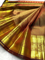 Load image into Gallery viewer, Classic Brown 2gm Zari Elegance Kanchipuram Handloom Silk Saree SS24208
