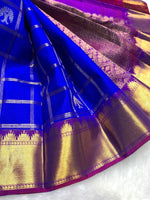 Load image into Gallery viewer, Classic Robin Blue &amp; Purple 2gm Zari Elegance Kanchipuram Handloom Silk Saree SS25364
