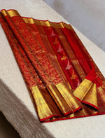 Load image into Gallery viewer, Classic Chilli Red 2gm Zari Elegance Kanchipuram Handloom Silk Saree SS27880
