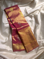 Load image into Gallery viewer, Classic Rose Pink 2gm Zari Tissue Bridal Elegance Kanchipuram Handloom Silk Saree SS26420
