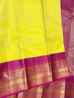 Load image into Gallery viewer, Classic Lime Green &amp; Deep Pink 1gm Zari Elegance Kanchipuram Handloom Silk Saree SS28065
