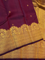 Load image into Gallery viewer, Classic Berry Wine 2gm Zari Bridal Elegance Kanchipuram Handloom Silk Saree SS24517
