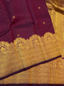 Classic Berry Wine 2gm Zari Bridal Elegance Kanchipuram Handloom Silk Saree SS24517