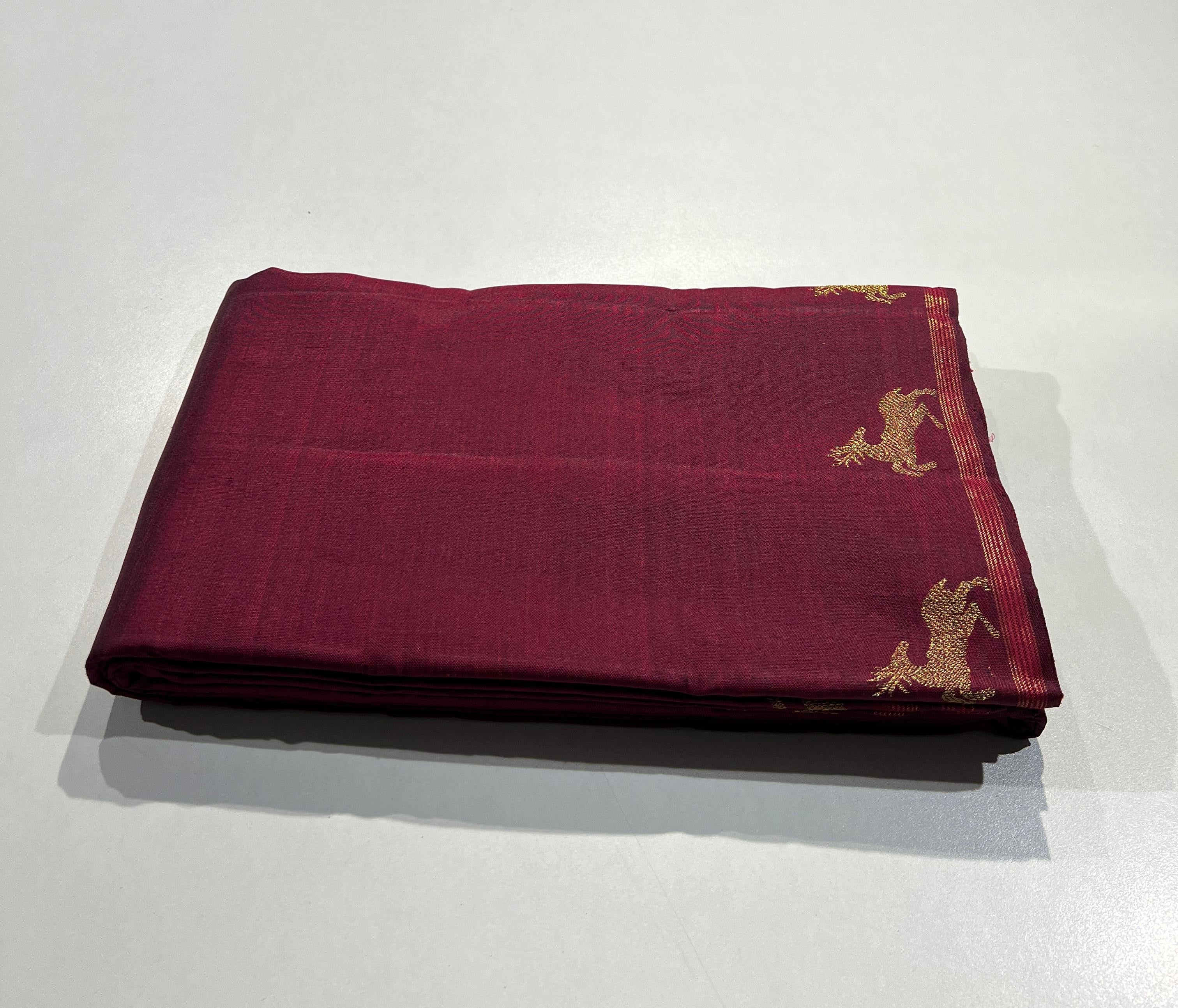 Classic Maroon & Orange 3gm Zari Elegance Kanchipuram Silk Saree SS23836