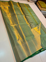 Load image into Gallery viewer, Classic Sea Green Tint Bridal Elegance Tissue Kanchipuram Handloom Silk Saree SS27989
