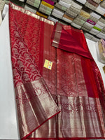 Load image into Gallery viewer, Classic Cherry Red Bridal Elegance Kanchipuram Handloom Silk Saree SS24665
