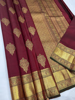 Load image into Gallery viewer, Classic Maroon Kanchipuram Handloom Silk Saree SS25621
