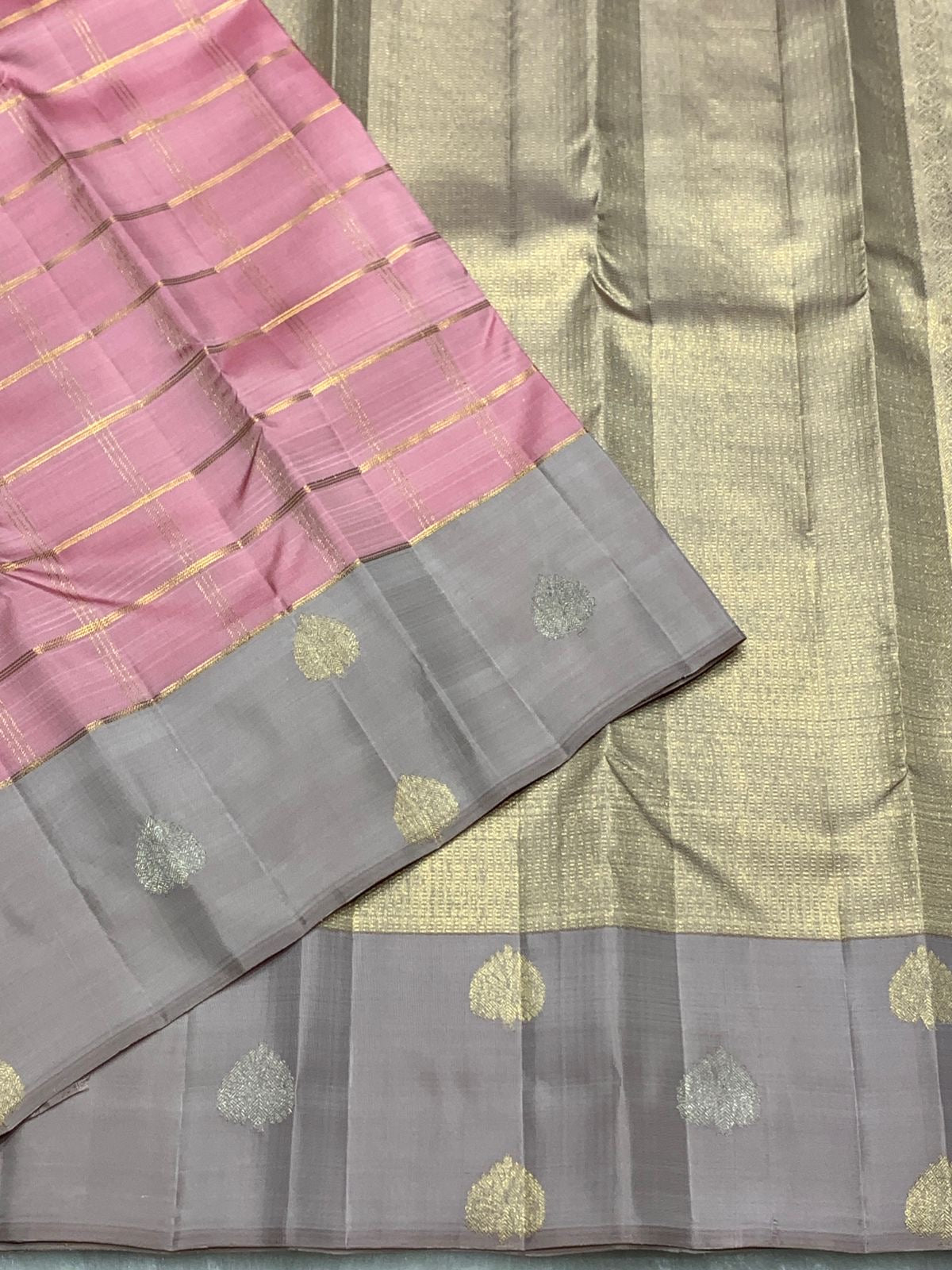 Classic Pink & Cocoa 2gm Zari Kanchipuram Handloom Silk Saree SS25932
