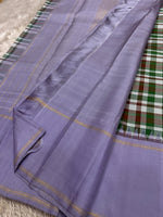 Load image into Gallery viewer, Classic Checks &amp; Grey 2gm Zari Korvai Checks Elegance Kanchipuram Handloom Silk Saree SS27817
