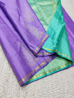 Load image into Gallery viewer, Classic Lavender &amp; Turquoise Green Elegance Kanchipuram Handloom Silk Saree SS24088
