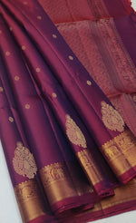 Load image into Gallery viewer, Classic Plum Double Warp Elegance Handloom Soft Silk Saree SS28242
