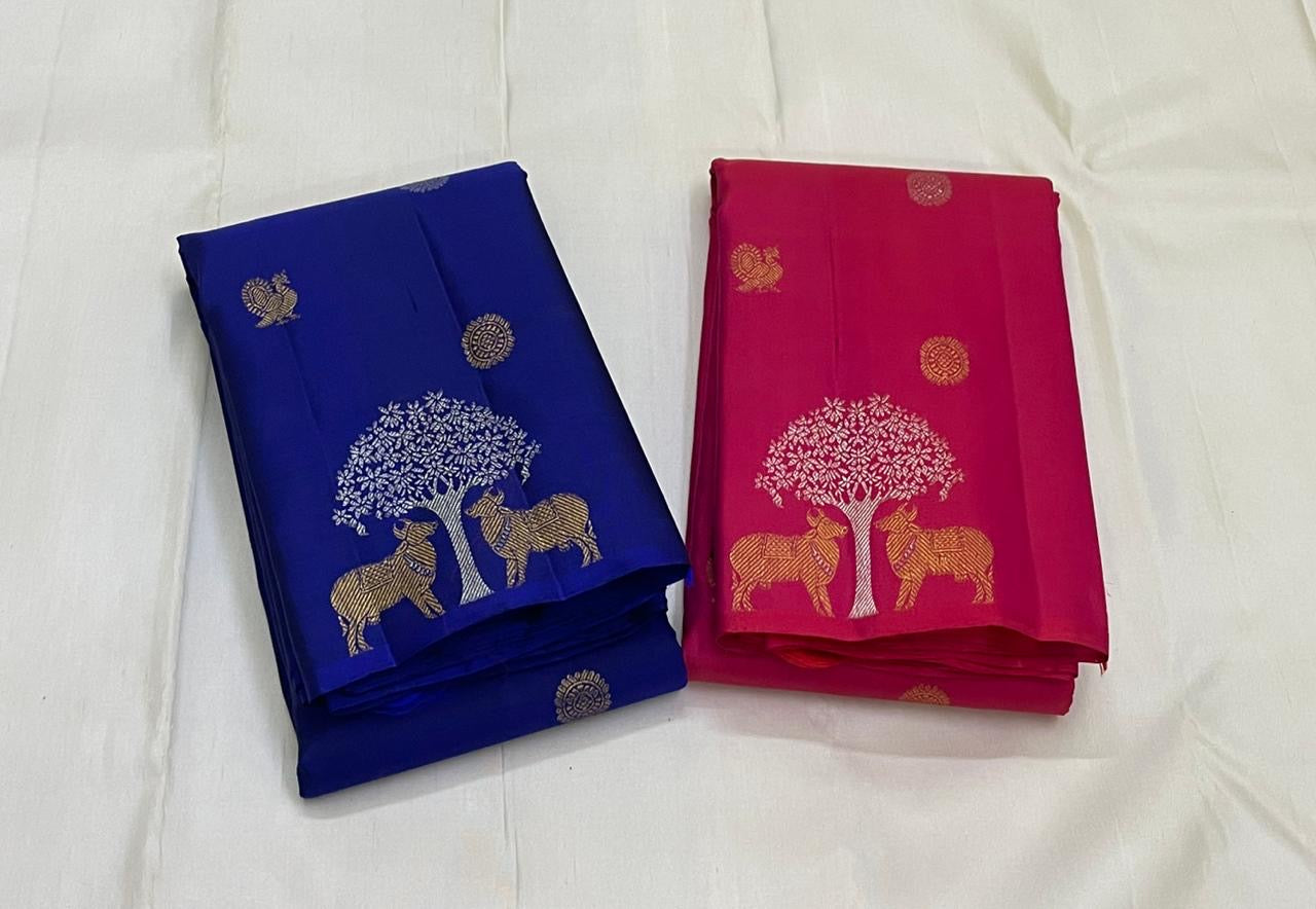 Classic Deep Pink 2gm Zari Elegance Kanchipuram Handloom Silk Saree SS25303