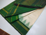 Load image into Gallery viewer, Classic Butter Cream &amp; Dark Green 2gm Zari Elegance Kanchipuram Handloom Silk Saree SS27564
