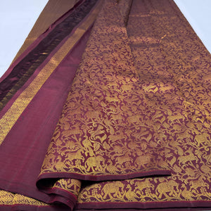 Classic Maroon Red Elegance Kanchipuram Handloom Silk Saree SS23591