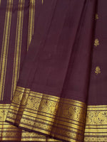 Load image into Gallery viewer, Classic Dark Chocolate Brown 2gm Zari Vintage Elegance Kanchipuram Handloom Silk Saree SS27661
