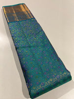 Load image into Gallery viewer, Classic Peacock Blue Dual Tone 1gm Zari Floral Bridal Elegance Kanchipuram Handloom Silk Saree SS26926

