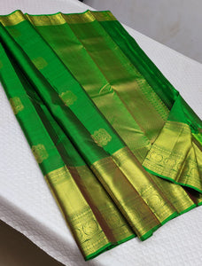 Classic Spring Green 1gm Zari Kanchipuram Handloom Silk Saree SS26201