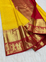 Load image into Gallery viewer, Classic Golden Yellow &amp; Chilli Red Korvai Zari Bridal Elegance Kanchipuram Handloom Silk Saree SS26024
