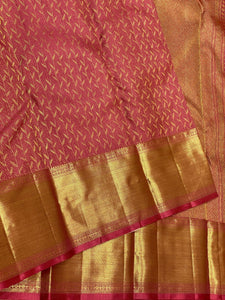 Classic Creamy Rose 2gm Zari Kanchipuram Handloom Silk Saree SS25618
