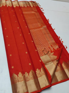 Classic Orange Elegance Handloom Soft Silk Saree SS24469