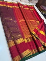 Load image into Gallery viewer, Classic Plum &amp; Deep Pinkish Red Elegance Kanchipuram Handloom Silk Saree SS27197
