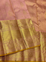 Load image into Gallery viewer, Classic Dusky Pink &amp; Mustard Yellow Brocade 2gm Zari Bridal Elegance Kanchipuram Handloom Silk Saree SS24379
