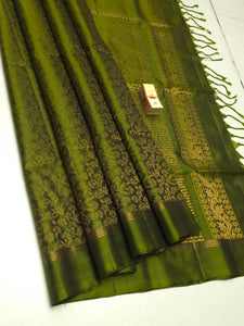 Classic Olive Green Elegance Handloom Soft Silk Saree SS26311