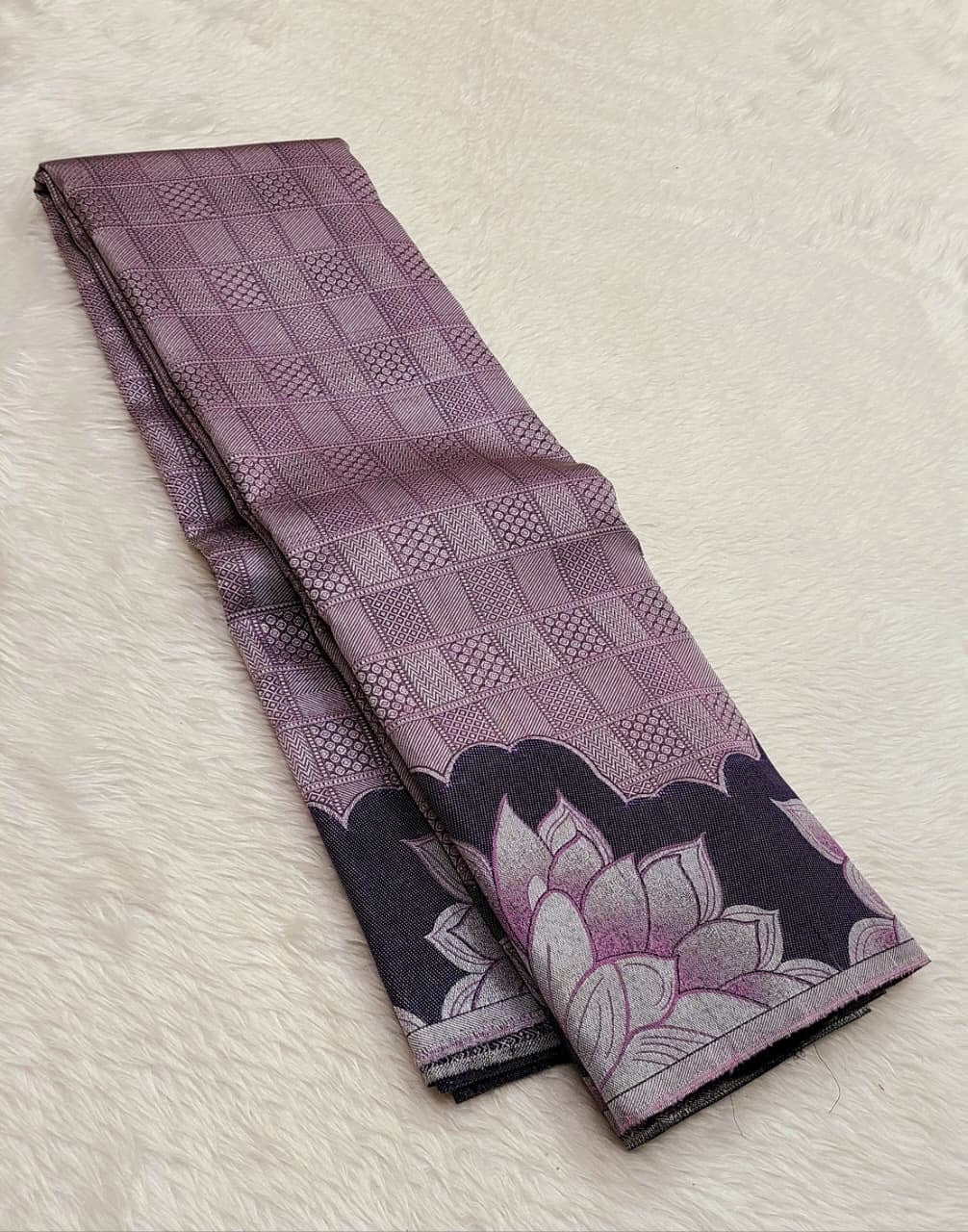 Classic Onion Pink & Navy Blue 2gm Zari Kanchipuram Handloom Silk Saree SS26363