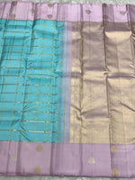 Load image into Gallery viewer, Classic Sky Blue &amp; Lilac Pink 2gm Zari Kanchipuram Handloom Silk Saree SS25929
