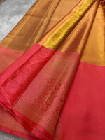 Load image into Gallery viewer, Classic Gold &amp; Red 2gm Zari Tissue Kanchipuram Handloom Silk Saree SS26397
