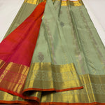 Load image into Gallery viewer, Classic Pista Green &amp; Chilly Red 2gm Zari Elegance Kanchipuram Silk Saree SS23890
