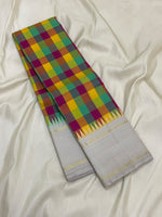 Load image into Gallery viewer, Classic Multicolor &amp; Shimmer Ash Grey 1gm Zari Elegance Kanchipuram Handloom Silk Saree SS28574
