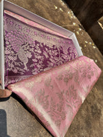 Load image into Gallery viewer, Pastel Rose &amp; Dark Violet Meenakari Bricade Bridal Elegance Kanchipuram Handloom Silk Saree SS25332

