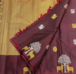 Load image into Gallery viewer, Classic Deep Brown 1gm Zari Elegance Kanchipuram Handloom Silk Saree SS27057
