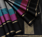 Load image into Gallery viewer, Classic Multi Color Charcoal Black 2gm Zari Elegance Kanchipuram Handloom Silk Saree SS27973
