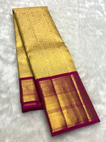 Load image into Gallery viewer, Classic Yellow &amp; Pink 2gm Zari Bridal Elegance Kanchipuram Handloom Silk Saree SS25272
