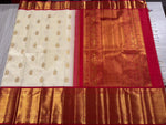 Load image into Gallery viewer, Classic White &amp; Red Vathuvai 2gm Zari Bridal Elegance Kanchipuram Handloom Silk Saree SS26574
